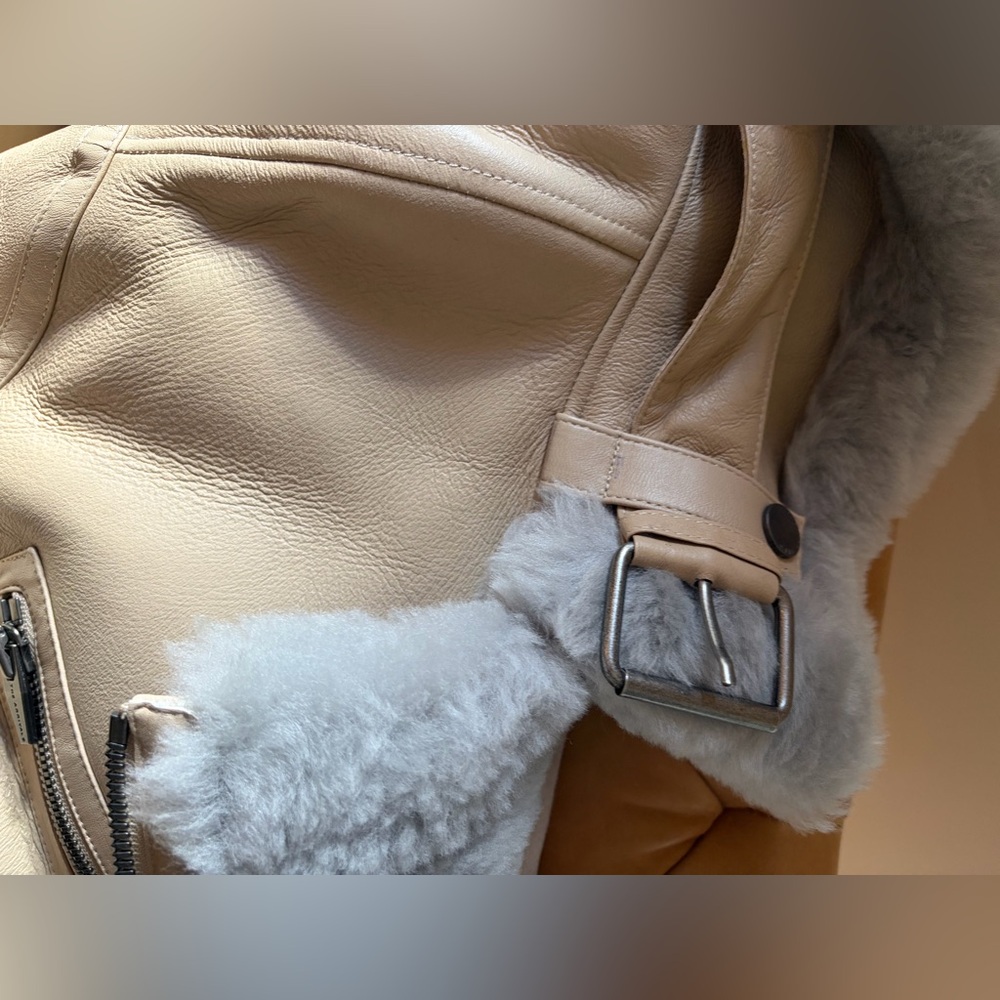 NWT **The Arrivals** Moya Tan Shearling/Leather Jacket - Picture 16 of 16